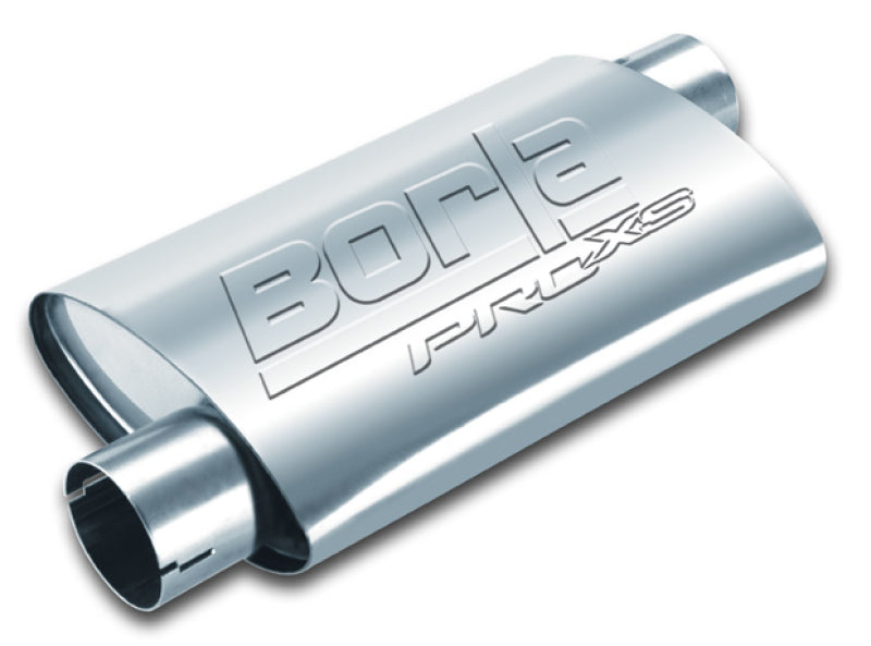 Borla Universal Pro-XS Muffler Oval 2.5in Inlet/Outlet Offset/Offset Notched Muffler - armamenter