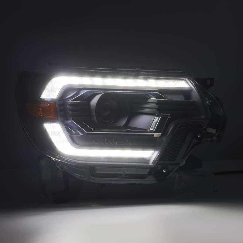 AlphaRex 12-15 Toyota Tacoma LUXX LED Projector Headlights Plank Style Alpha Black w/DRL - armamenter