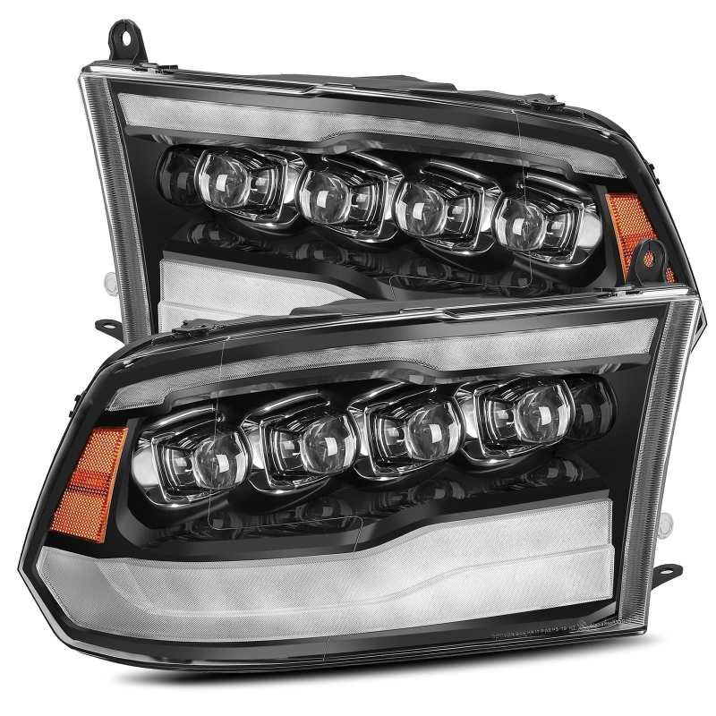 AlphaRex 09-18 Dodge Ram 1500HD NOVA LED Projector Headlights Plank Style Design Gloss Black w/DRL - armamenter