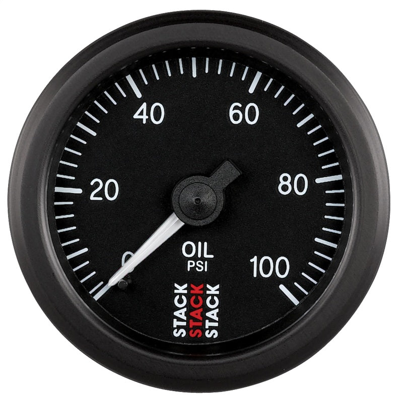 Autometer Stack 52mm 0-100 PSI 1/8in NPTF (M) Mechanical Oil Pressure Gauge - Black - armamenter