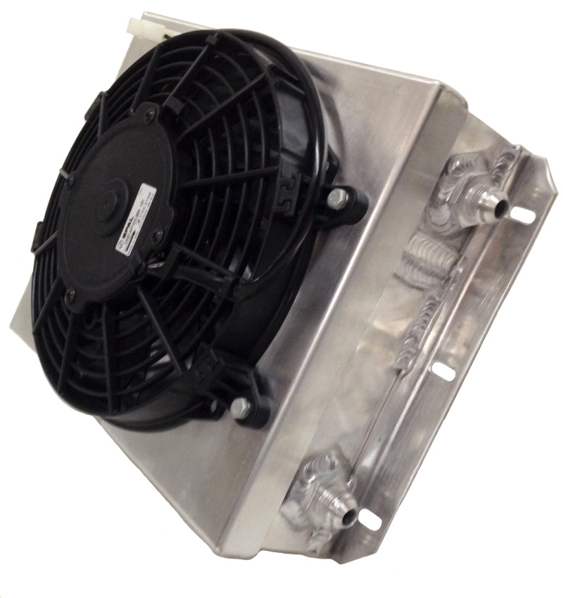 CSF Dual Fluid Bar & Plate HD Oil Cooler w/9in SPAL Fan (1/3 & 2/3 Partition) - 13.8in L x 10in H