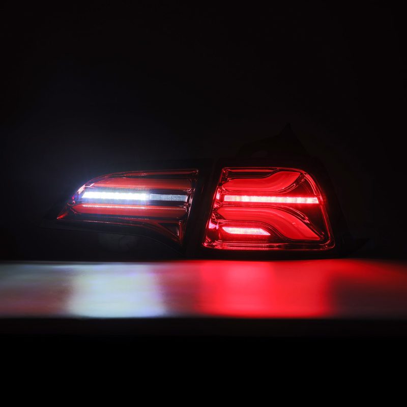 AlphaRex 17-22 Tesla Model 3 PRO-Series LED Tail Lights Red Smoke w/Seq Sig - armamenter