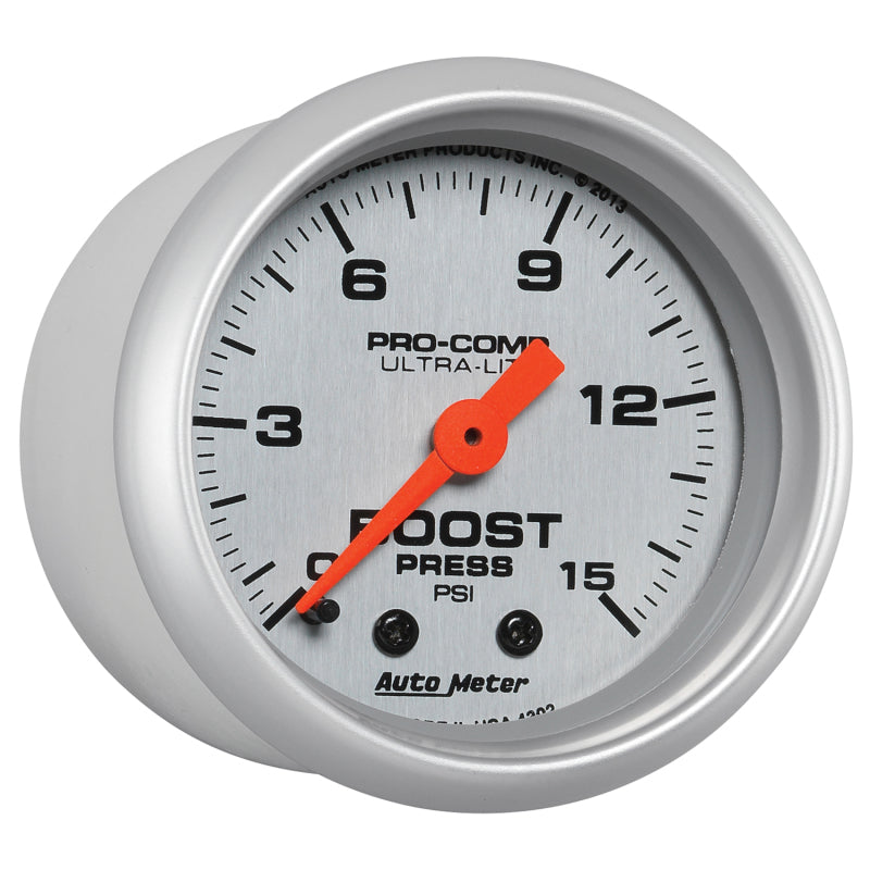 Autometer Ultra-Lite 52mm 0-15 PSI Mechanical Boost Gauge - armamenter