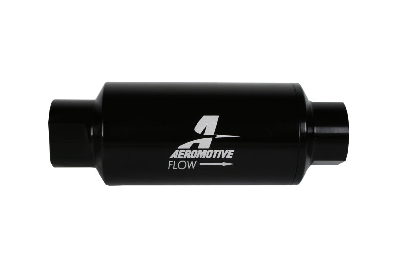 Aeromotive In-Line Filter 10AN 10 Micron Microglass Element Bright-Dip Black 2in OD - armamenter