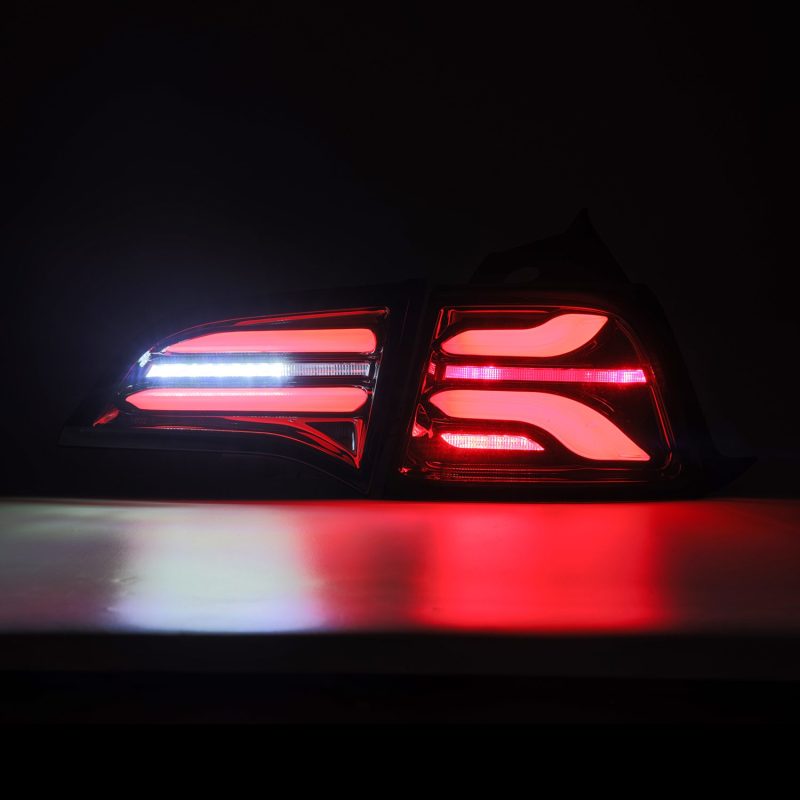 AlphaRex 17-22 Tesla Model 3 PRO-Series LED Tail Lights Jet Black w/Seq Sig - armamenter