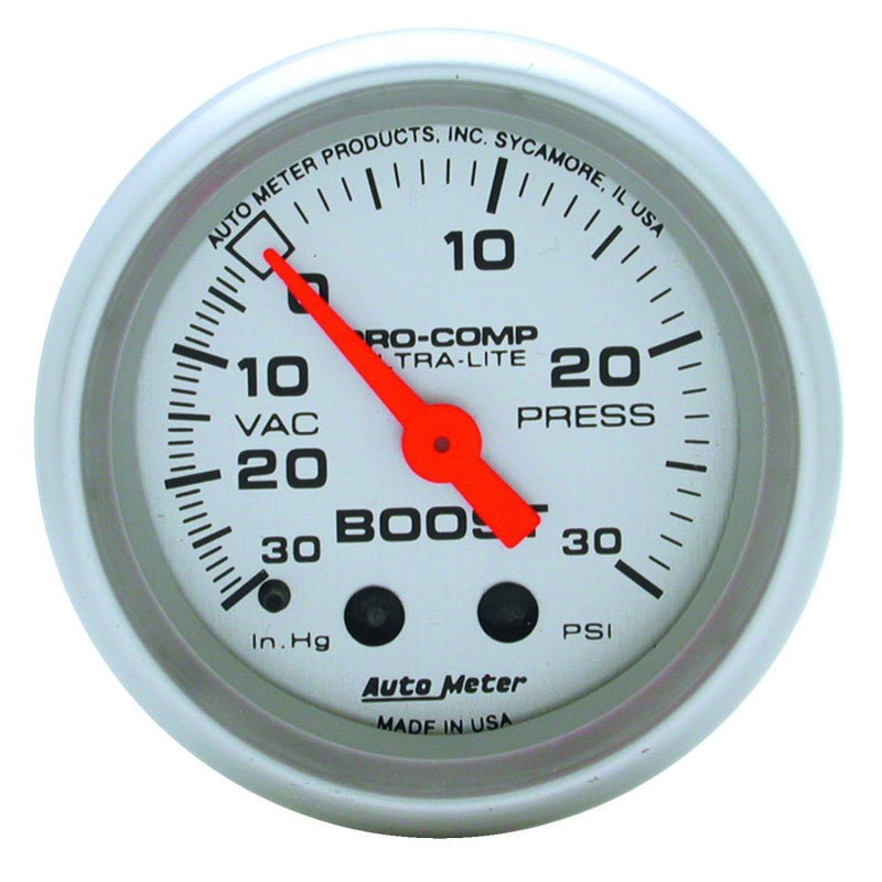 Autometer Ultra-Lite 52mm 30 PSI Mechanical Boost Gauge - armamenter