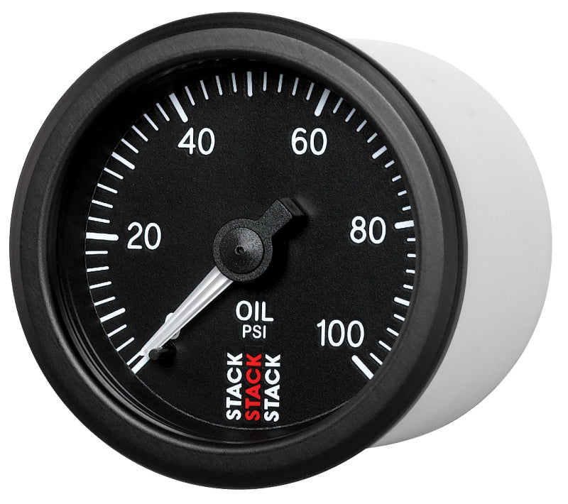 Autometer Stack 52mm 0-100 PSI 1/8in NPTF (M) Mechanical Oil Pressure Gauge - Black - armamenter