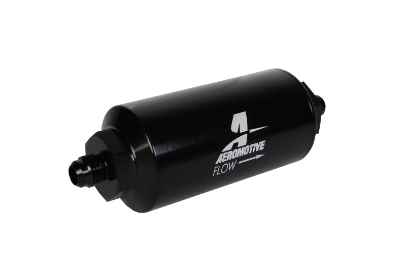 Aeromotive In-Line Filter - (AN-6 Male) 10 Micron Fabric Element Bright Dip Black Finish - armamenter