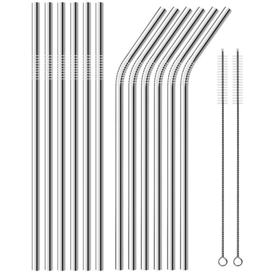 UPORS 4/8Pcs Reusable Drinking Straw High Quality 304 Stainless Steel Metal Straw with Cleaner Brush Wholesale - armamenter