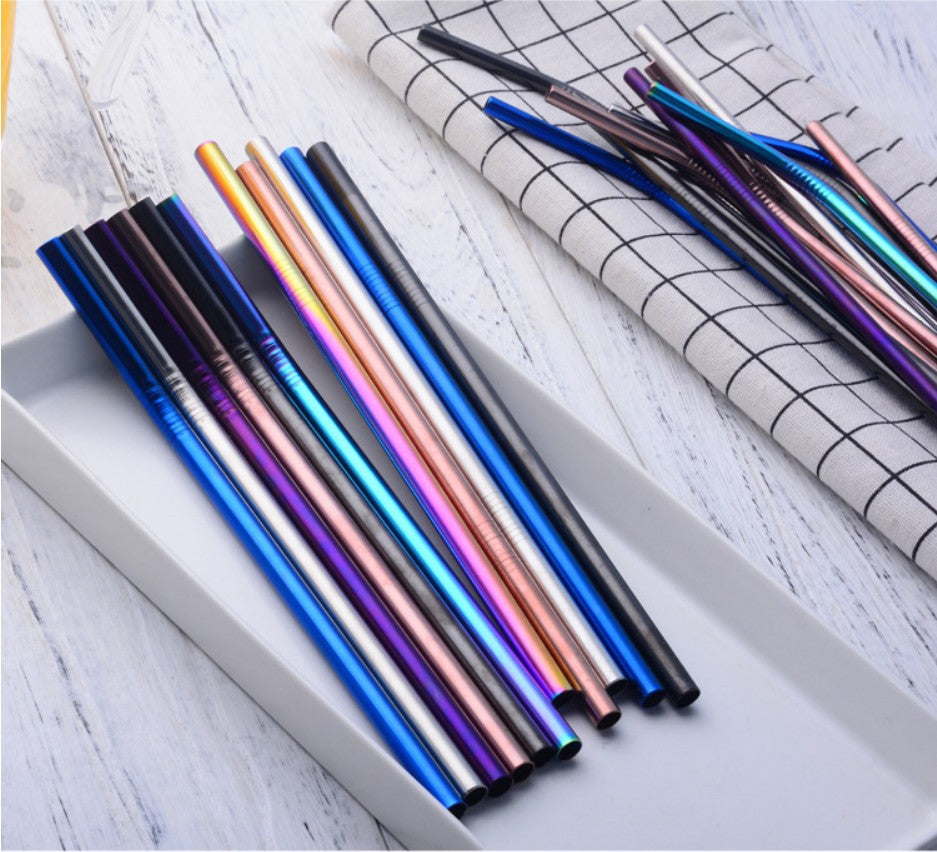 UPORS 4/8Pcs Reusable Drinking Straw High Quality 304 Stainless Steel Metal Straw with Cleaner Brush Wholesale - armamenter