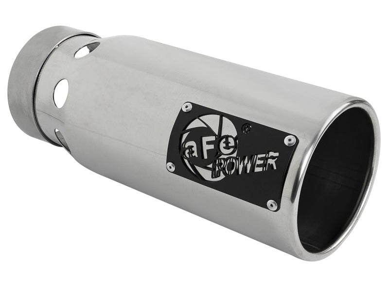 aFe SATURN 4S 4in SS Intercooled Exhaust Tip - Polished 4in In x 5in Out x 12in L Bolt-On - armamenter