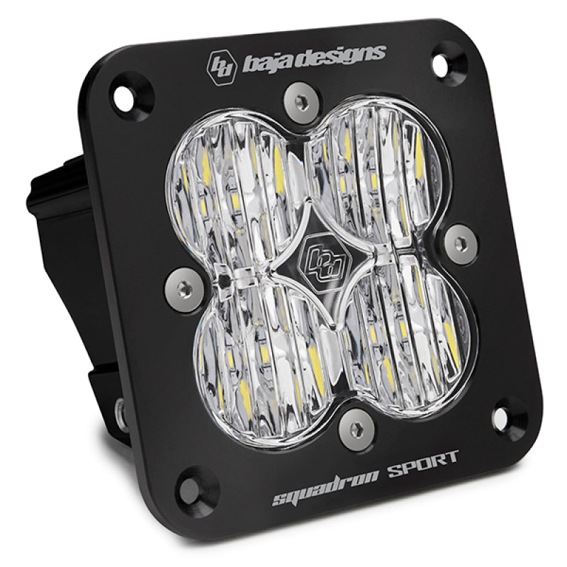 Baja Designs Squadron Sport Black Wide Cornering Pattern Flush Mount LED Light Pod - Clear - armamenter