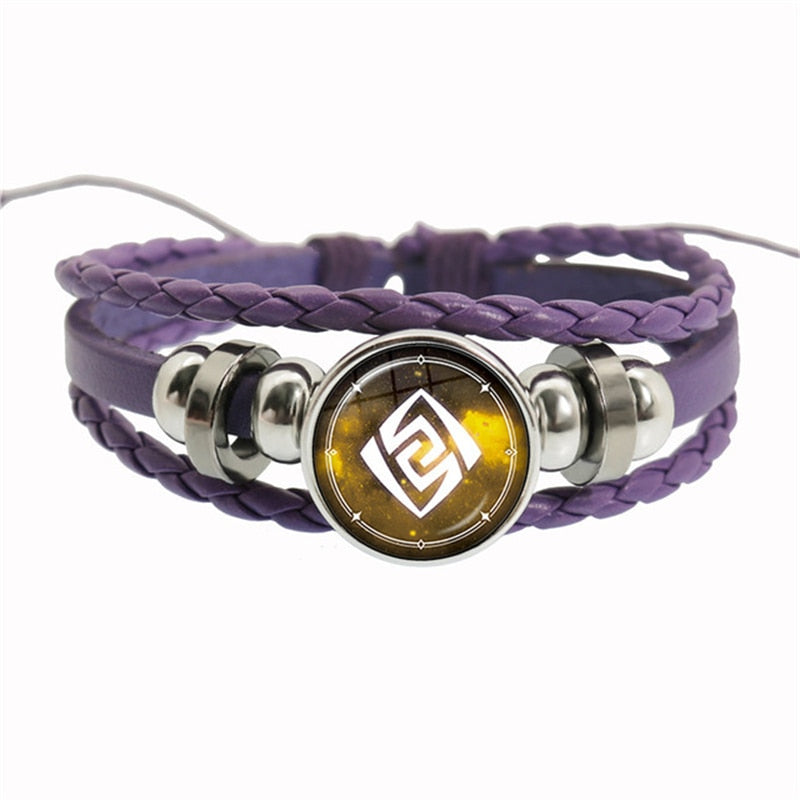 Genshin Impact Game Cosplay Prop Eye of God Water Wind Thunder Fire Rock Ice Element Purple Bracelet Jewelry Fans Gift - armamenter