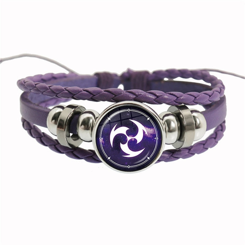 Genshin Impact Game Cosplay Prop Eye of God Water Wind Thunder Fire Rock Ice Element Purple Bracelet Jewelry Fans Gift - armamenter