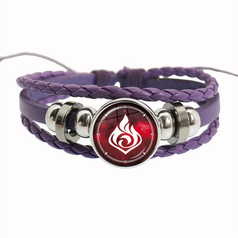 Genshin Impact Game Cosplay Prop Eye of God Water Wind Thunder Fire Rock Ice Element Purple Bracelet Jewelry Fans Gift - armamenter