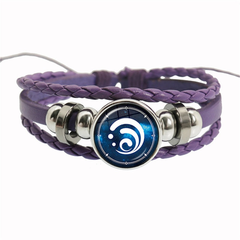 Genshin Impact Game Cosplay Prop Eye of God Water Wind Thunder Fire Rock Ice Element Purple Bracelet Jewelry Fans Gift - armamenter