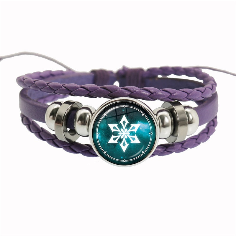 Genshin Impact Game Cosplay Prop Eye of God Water Wind Thunder Fire Rock Ice Element Purple Bracelet Jewelry Fans Gift - armamenter