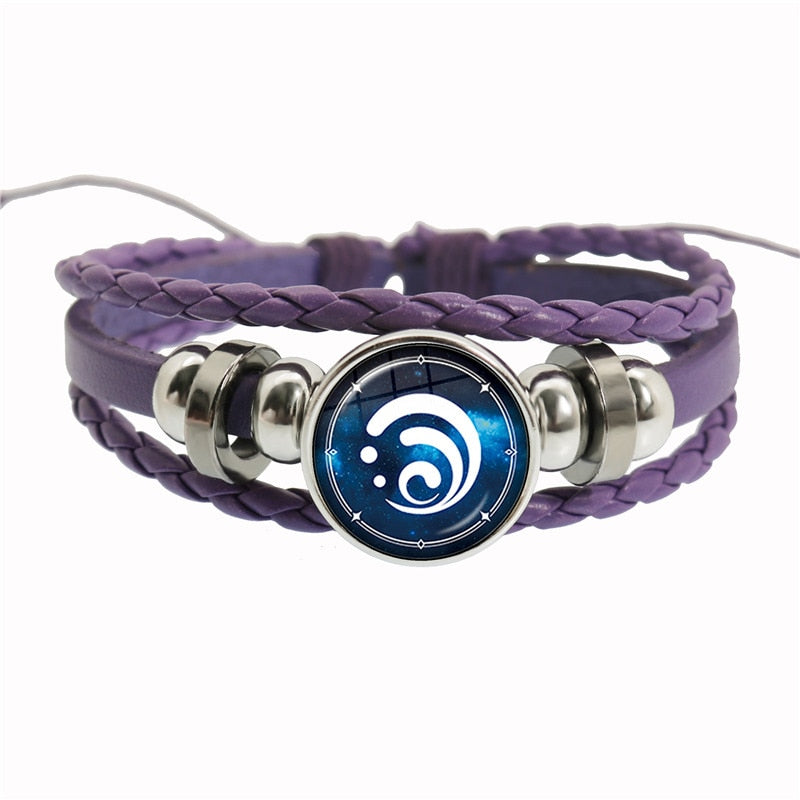 Genshin Impact Game Cosplay Prop Eye of God Water Wind Thunder Fire Rock Ice Element Purple Bracelet Jewelry Fans Gift - armamenter