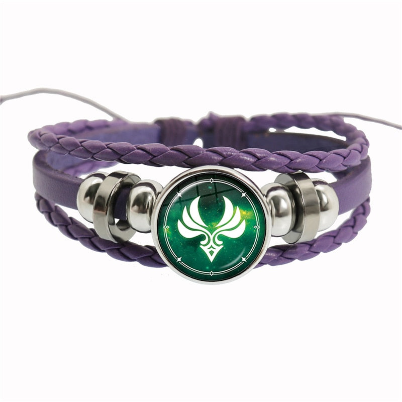 Genshin Impact Game Cosplay Prop Eye of God Water Wind Thunder Fire Rock Ice Element Purple Bracelet Jewelry Fans Gift - armamenter