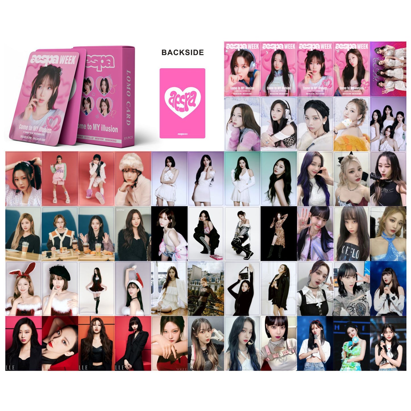 55PCS/Set Kpop Aespa Photocards Lomo Card welcome to my world LE SSERAFIM (G)I-DLE  IVE Photo Cards New Album 2023 Photocard