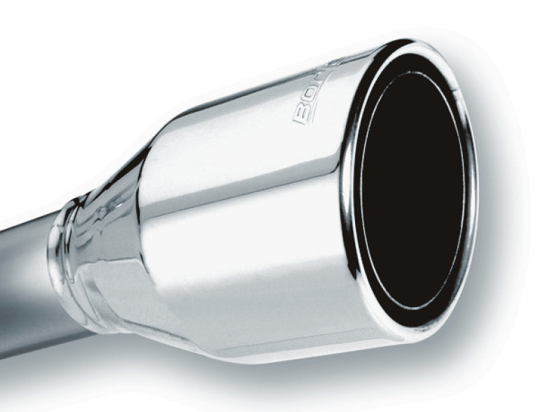 Borla 2.5in Inlet 4.5in Round Rolled Angle Cut Phantom X 7.75in Long Embossed Universal Exhaust Tips - armamenter