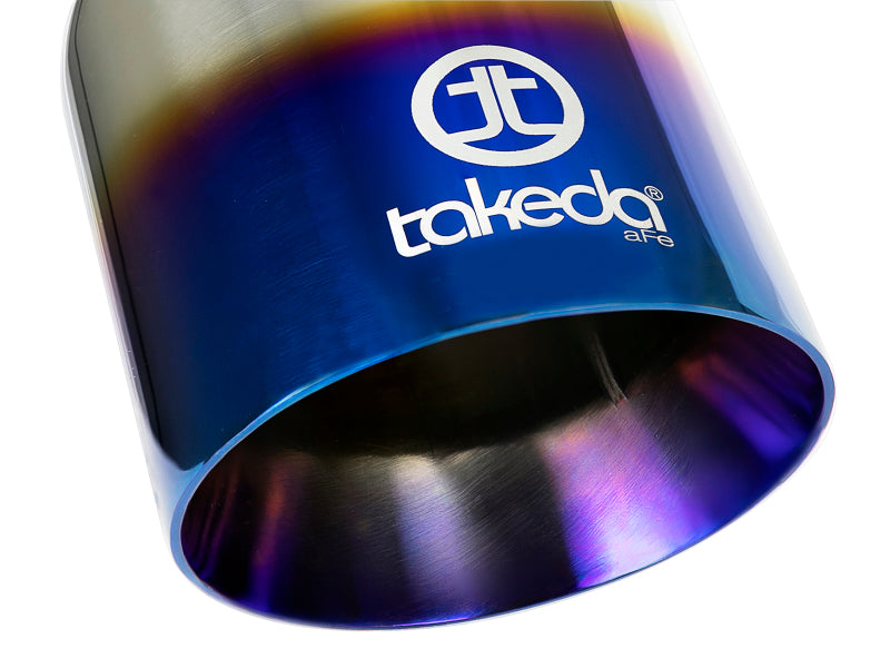 aFe Takeda 304 Stainless Steel Clamp-On Exhaust Tip 2.5in Inlet / 4in Outlet - Blue Flame - armamenter