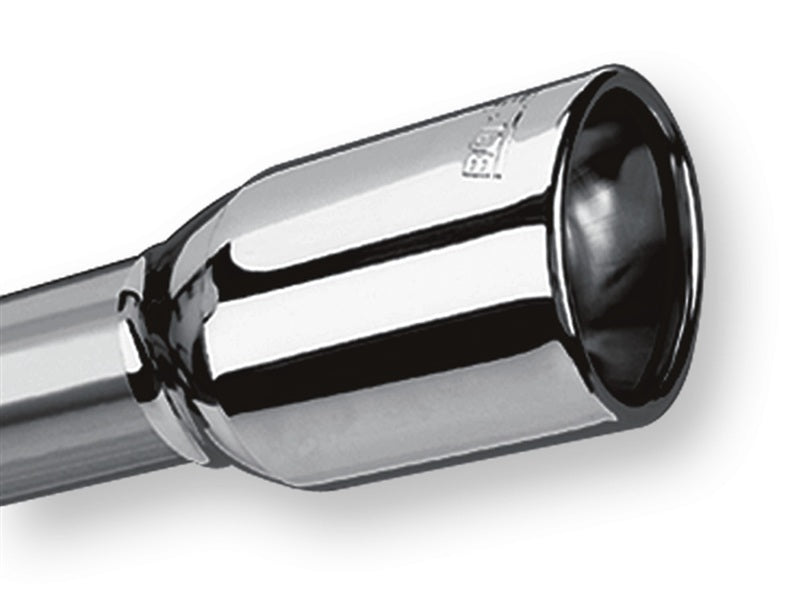 Borla Universal Polished Tip Single Oval Rolled Angle-Cut w/Clamp (inlet 2 1/4in. Outlet 3 5/8 x 2 1 - armamenter