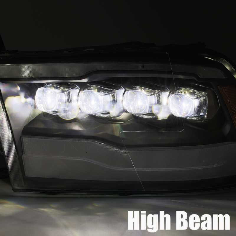 AlphaRex 09-18 Dodge Ram 1500HD NOVA LED Projector Headlights Plank Style Design Gloss Black w/DRL - armamenter