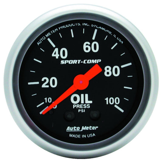 Autometer Sport Comp 52mm Mechanical 0-100 PSI Oil Pressure Gauge - armamenter