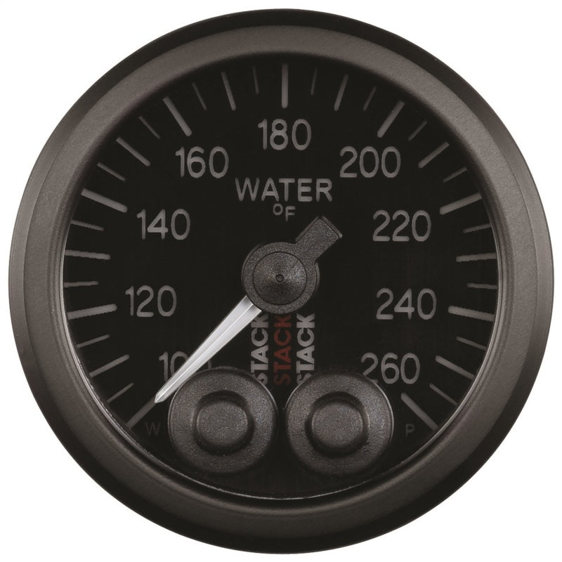 Autometer Stack Pro Control 52mm 100-260 deg F Water Temp Gauge - Black (1/8in NPTF Male) - armamenter