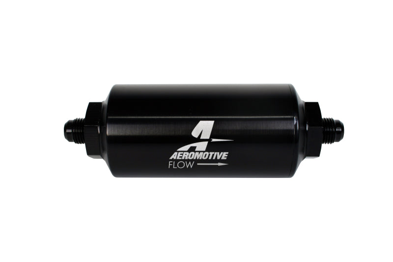 Aeromotive In-Line Filter - (AN-6 Male) 10 Micron Microglass Element Bright Dip Black Finish - armamenter