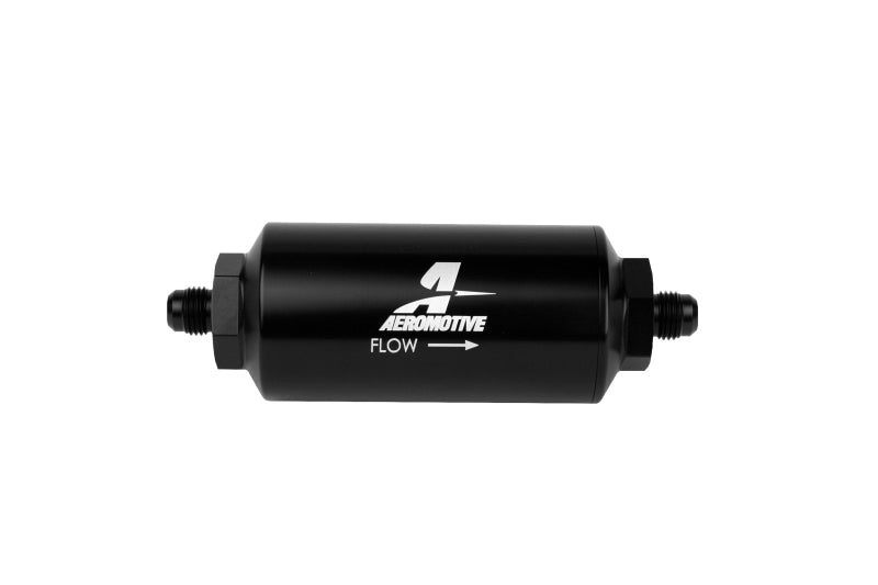 Aeromotive In-Line Filter - (AN-6 Male) 10 Micron Microglass Element Bright Dip Black Finish - armamenter