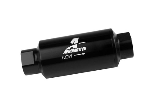 Aeromotive In-Line Fuel Filter 40-M Stainless Mesh Element ORB-10 Port (Bright-Dip Black) 2in. OD - armamenter