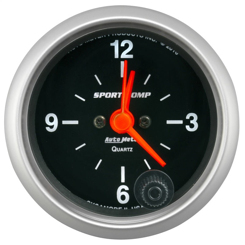 Autometer Sport-Comp 2-1/16in. 12 Hour Analog Clock Gauge - armamenter