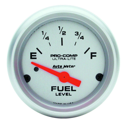 Autometer Ultra-Lite 52mm 0 OHMS Empty/90 OHMS Full Short Sweep Electronic Fuel Level Gauge - armamenter