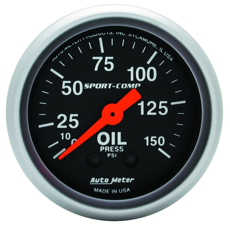 Autometer Sport Comp 52mm Mechanical 0-150 PSI Oil Pressure Gauge - armamenter