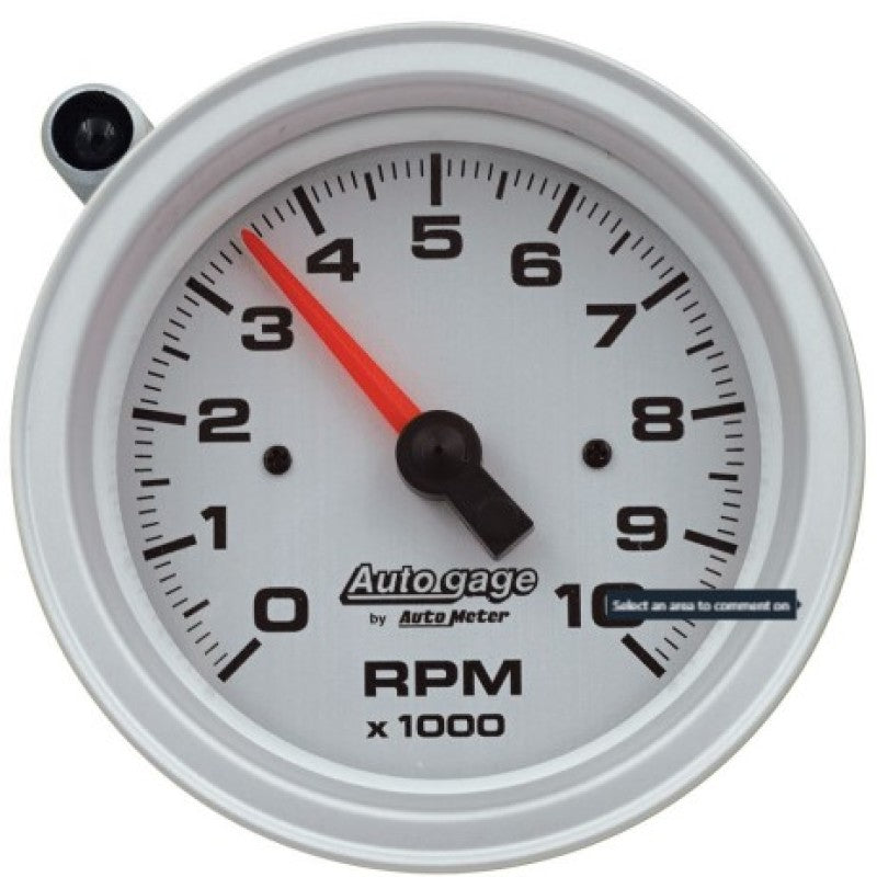 AutoMeter Tachometer Gauge 10K RPM 3 3/4in Pedestal w/Ext. Shift-Light - Silver Dial/Black Case - armamenter