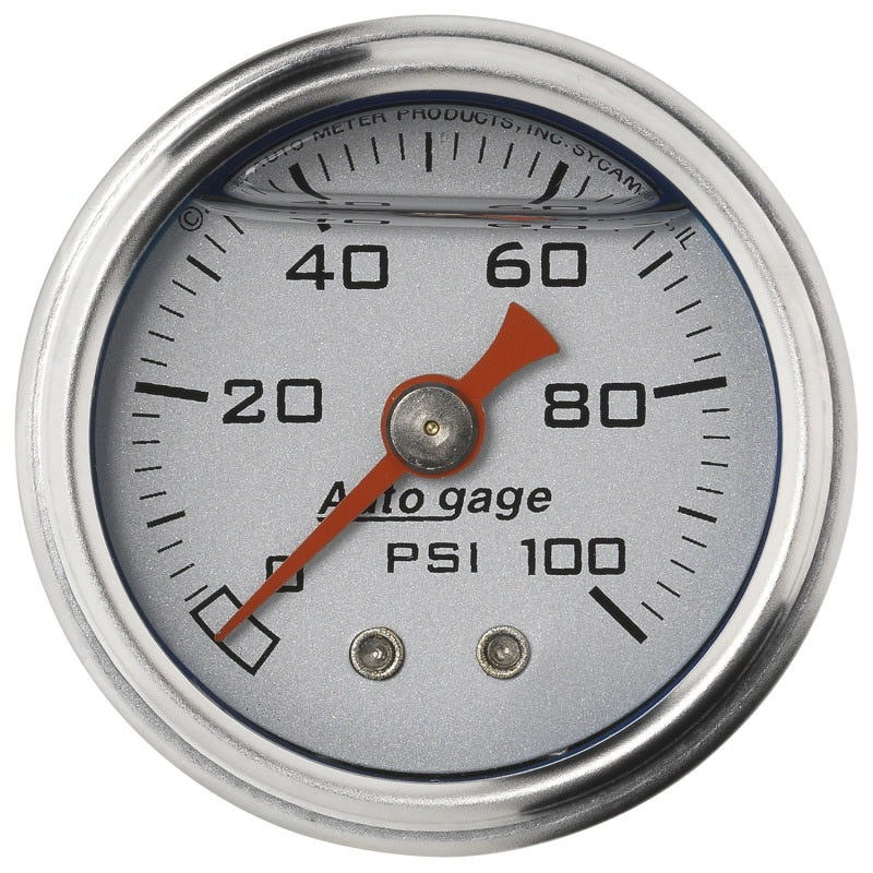 Autometer AutoGage 1.5in Liquid Filled Mechanical 0-100 PSI Fuel Pressure Gauge - Silver - armamenter