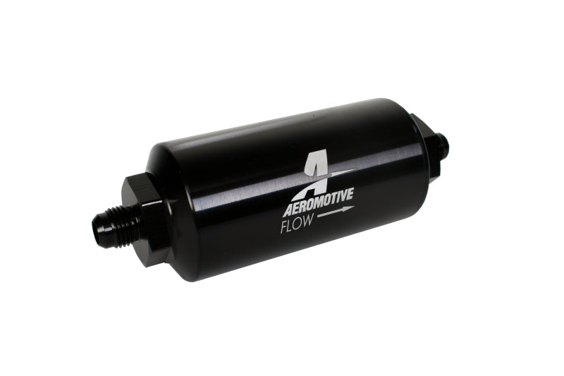 Aeromotive In-Line Filter - (AN-6 Male) 10 Micron Microglass Element Bright Dip Black Finish - armamenter