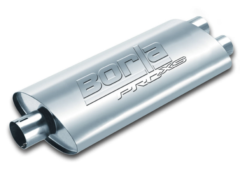 Borla Universal Center/Dual Oval 2.5in In/Dual 2.5in Out 19in x 4in x 9.5in Notched PRO-XS Muffler - armamenter