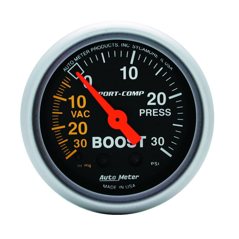 Autometer Sport-Comp 52mm 30 PSI Mechanical Boost Gauge - armamenter