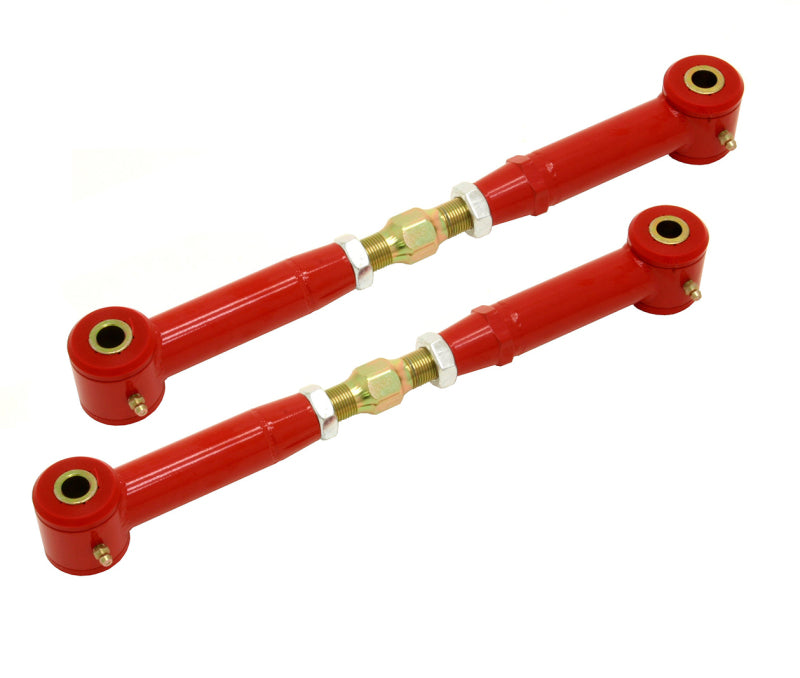 BMR 10-15 5th Gen Camaro Rear Adj. Toe Rods (Polyurethane) - Red - armamenter