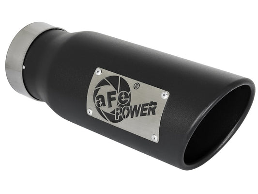 aFe MACH Force-Xp 409 Stainless Steel Exhaust Tip 3.5 In x 4.5in Out x 12in L Clamp-On - armamenter