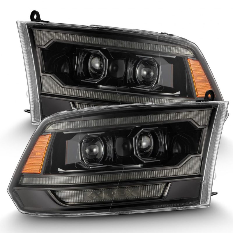 AlphaRex 09-18 Ram 2500 LUXX LED Proj Headlight Plank Style Alpha Blk w/Activ Light/Seq Signal/DRL - armamenter