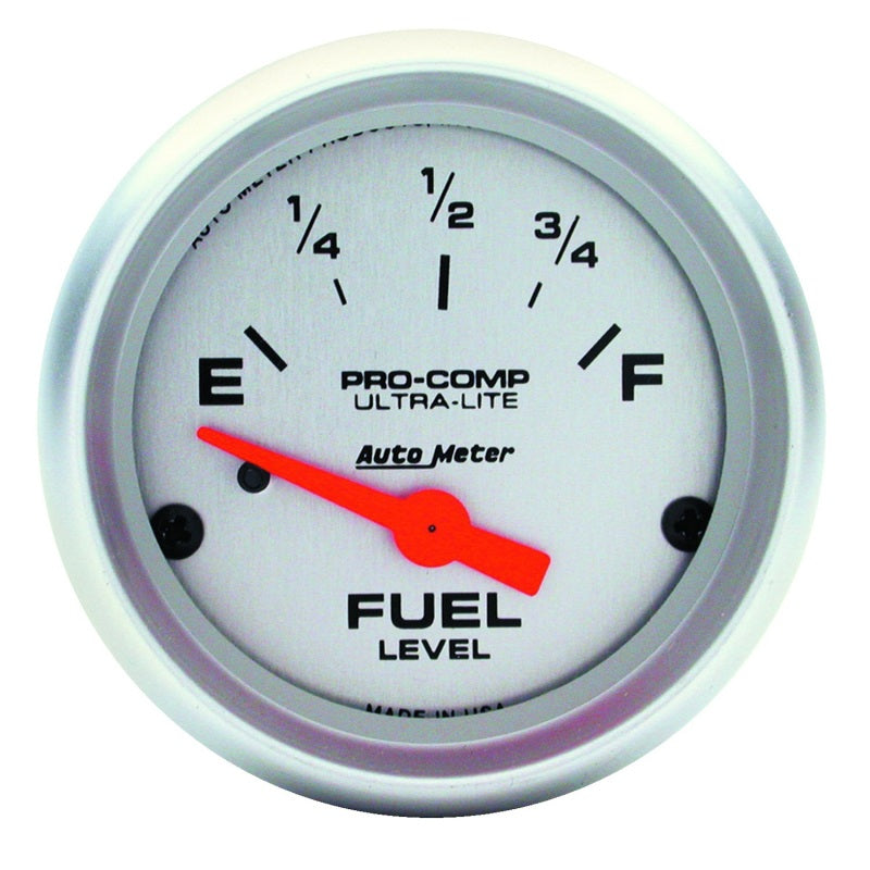 Autometer Ultra-Lite 52mm 73 OHMS Empty/10 OHMS Full Short Sweep Electronic Fuel Level Gauge - armamenter