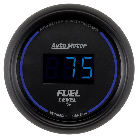 Autometer Cobalt Digital 52.4mm Black Programmable Empty-Full Range Fuel Level Gauge - armamenter