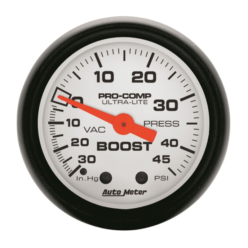 Autometer Phantom 52mm 30in Hg-Vac/45PSI Mechanical Vacuum/Boost Gauge - armamenter