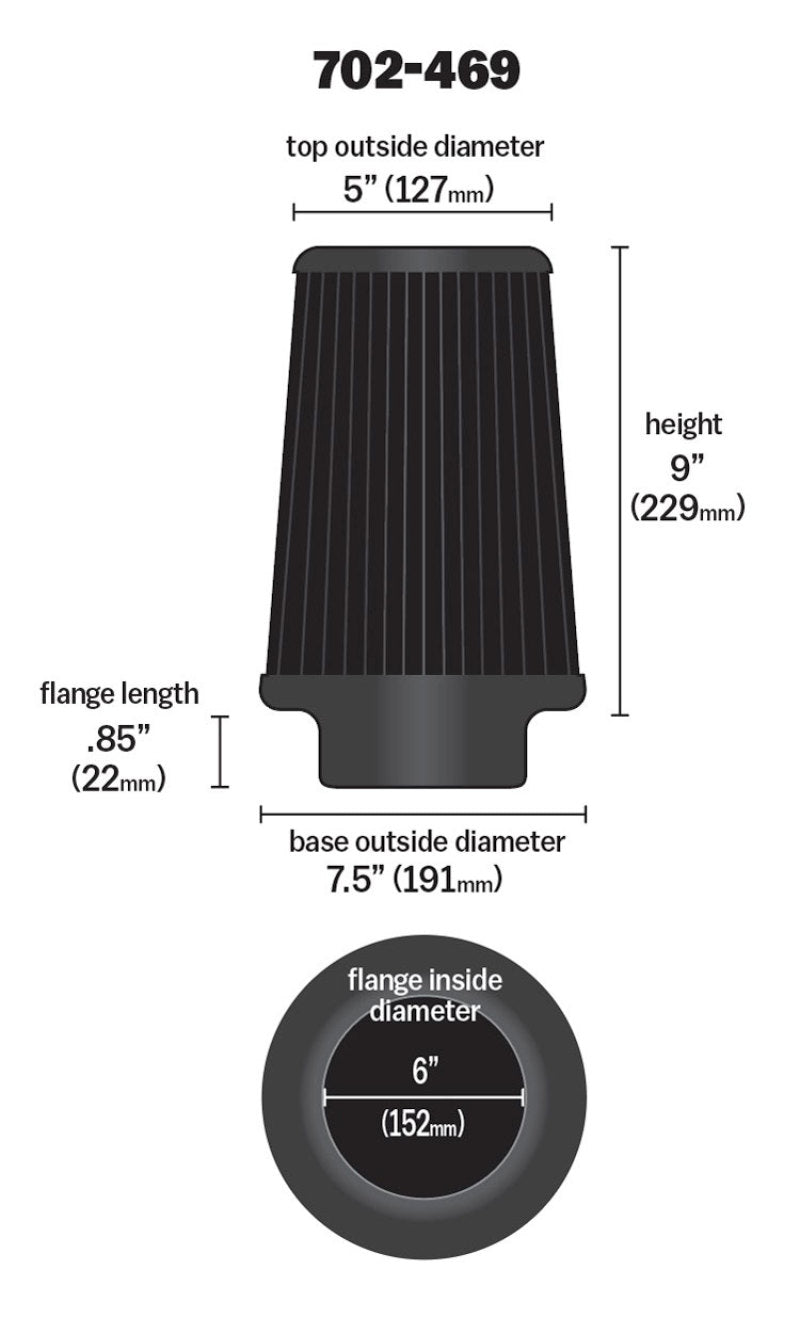 Airaid Universal Air Filter - Cone 6 x 7 1/4 x 5 x 9 - Blue SynthaMax - armamenter