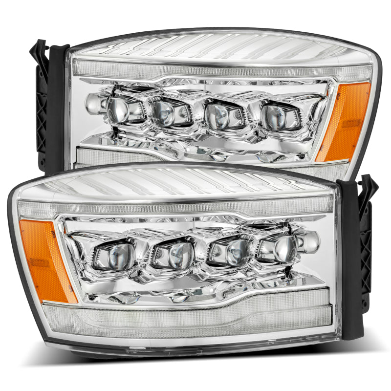 AlphaRex 06-08 Dodge Ram 1500HD NOVA LED Proj Headlights Plank Style Blk w/Seq Signal/DRL/Amber LED - armamenter